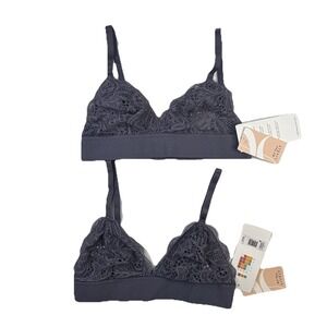 NWT All You Lively Long-line Smoke Charcoal Lace Bralette Size M Lot Of 2